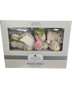 Living Textiles AVA BIRD Baby Musical Crib Mobile Pastel Pink Knit Polyester VGC
